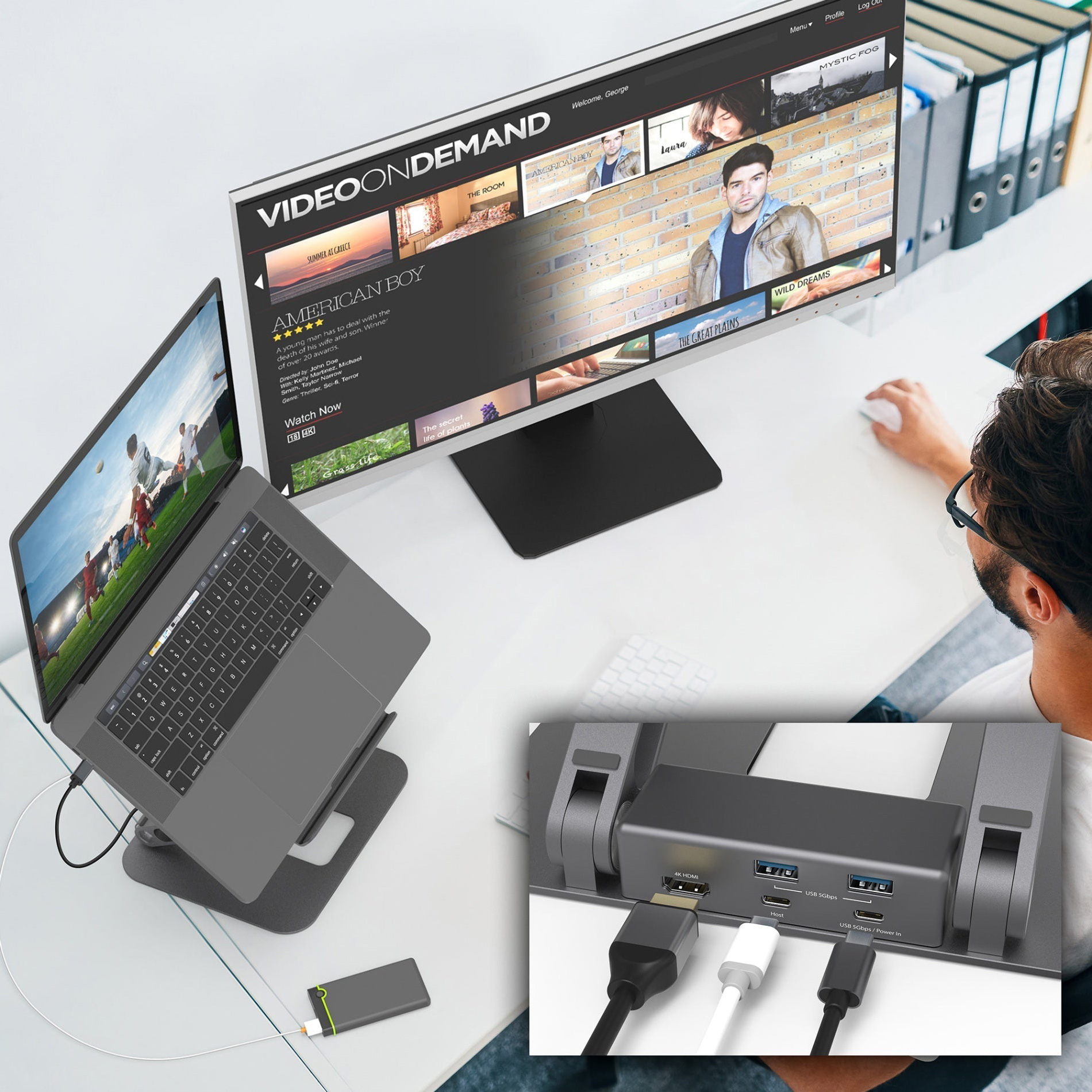 Підставка для ноутбука J5CREATE Multi-Angle 4K Docking Stand (JTS327-N)