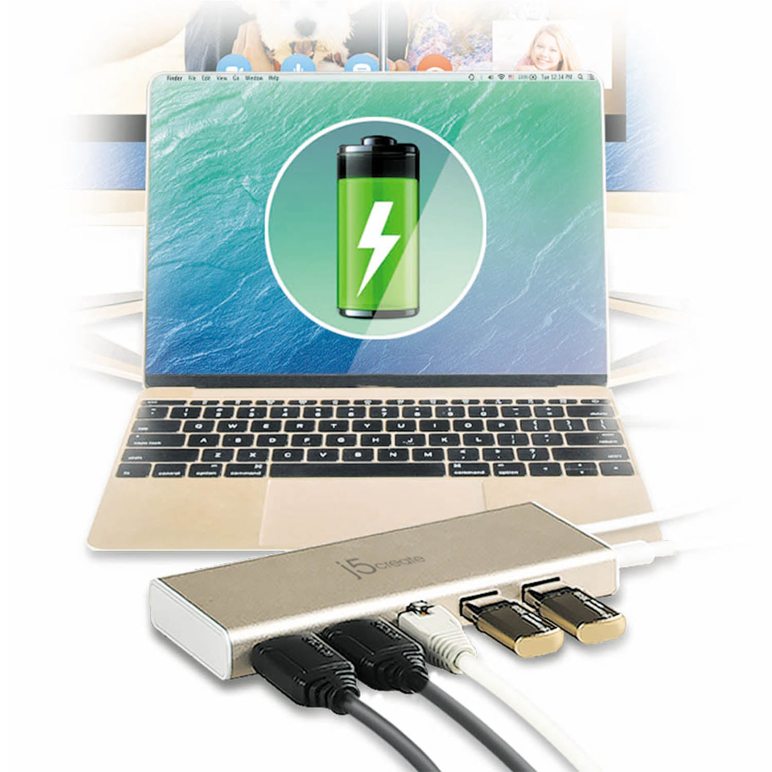 Порт-реплікатор J5CREATE 5-in-1 USB-C Dual HDMI Mini Dock-Ethernet/USB 3.1 Hub/PD2.0 (JCD381-N)
