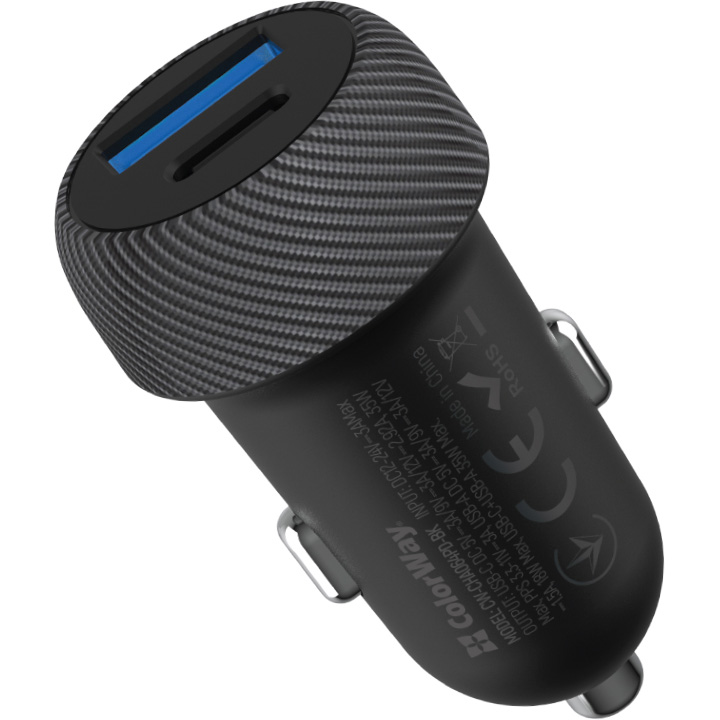 Автомобільний зарядний пристрій COLORWAY 1xUSB-C, 1xUSB-A, PD3.0, QC3.0, 35W Black (CW-CHA064PD-BK)