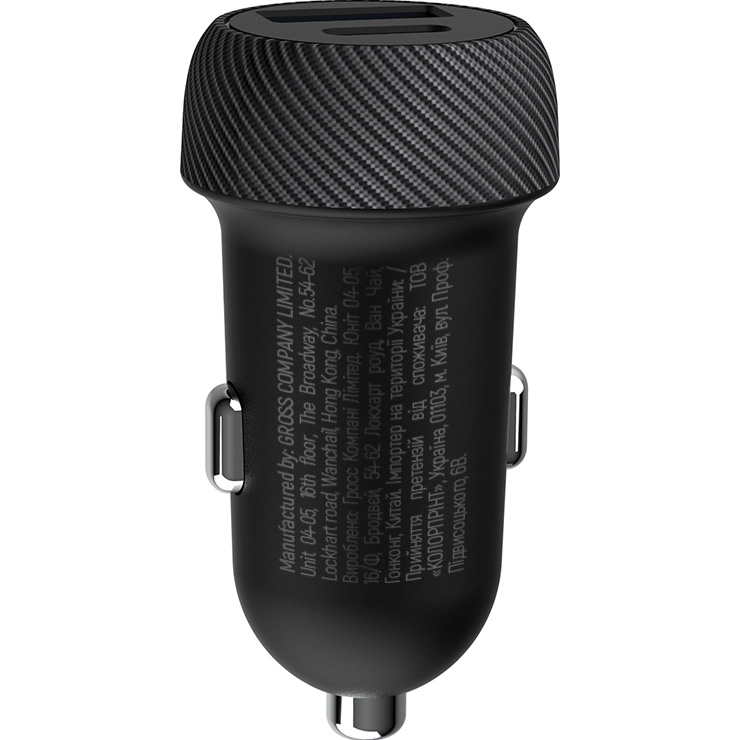Автомобільний зарядний пристрій COLORWAY 1xUSB-C, 1xUSB-A, PD3.0, QC3.0, 35W Black (CW-CHA064PD-BK)