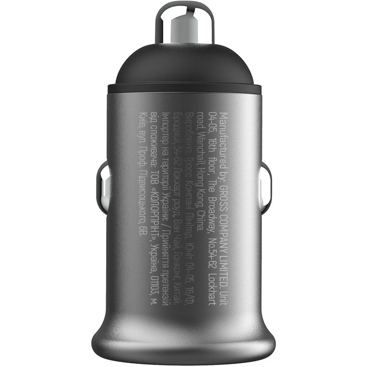 Автомобільний зарядний пристрій COLORWAY 1xUSB-C, 1xUSB-A, PD3.0, QC3.0, 38W Gray (CW-CHA065PD-GR)