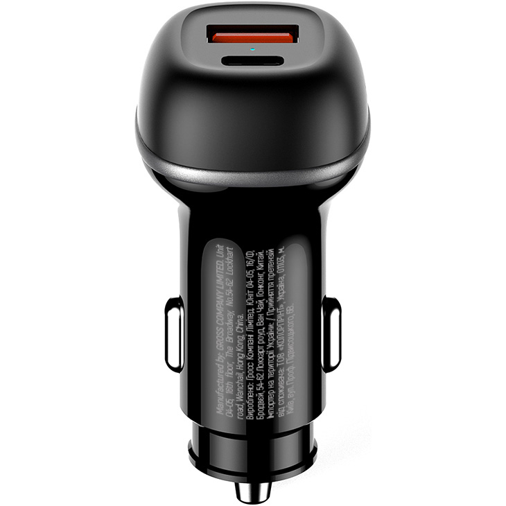 Автомобільний зарядний пристрій COLORWAY 1xUSB-C, 1xUSB-A, PD3.0, QC3.0, 83W Black (CW-CHA068PD-BK)