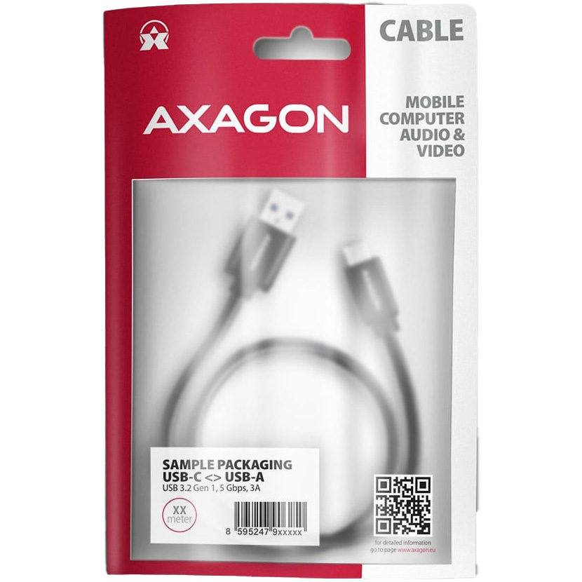 Кабель AXAGON USB-C to USB-A 3.2 Gen 1 2м Black