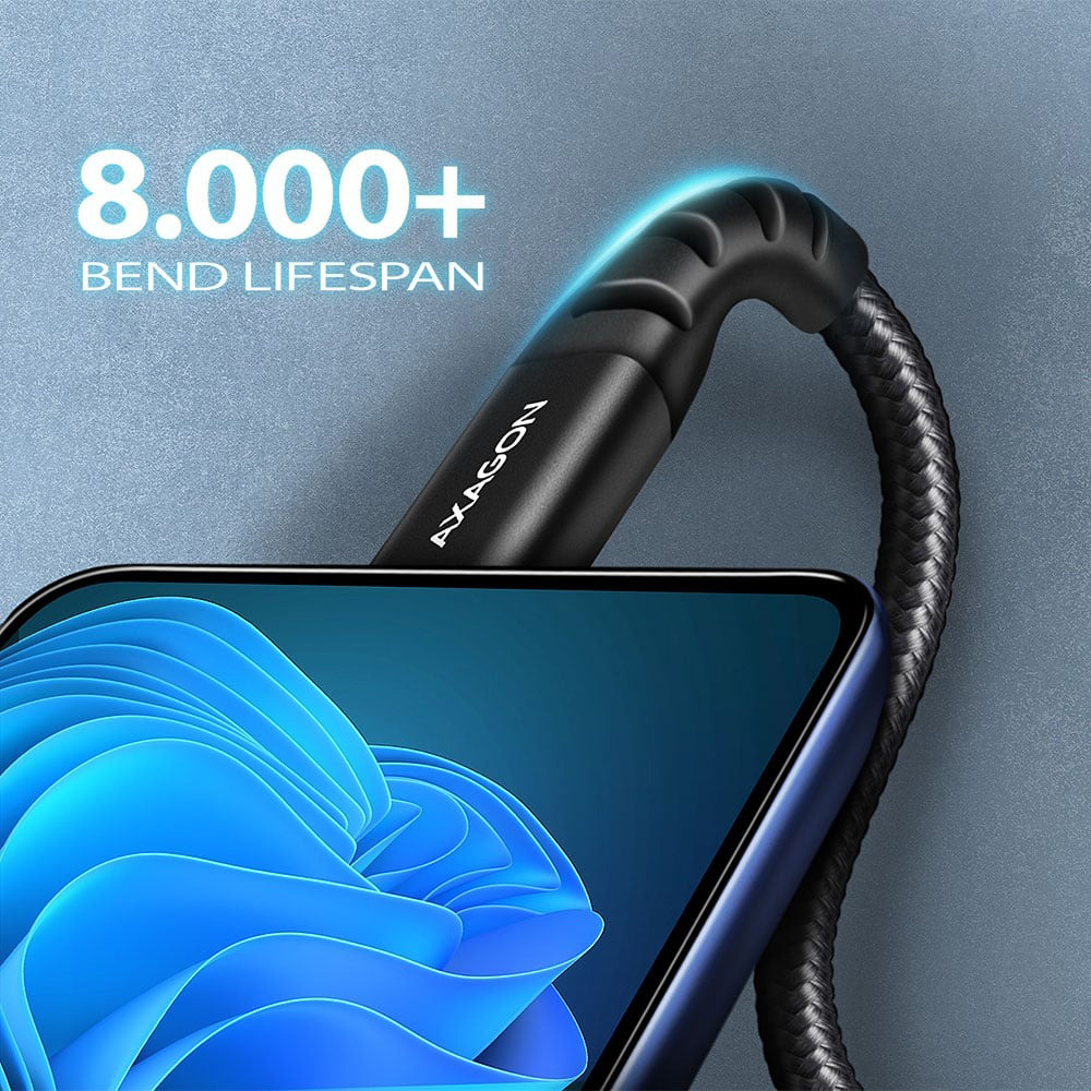 Кабель AXAGON USB-C to USB-A 2.0 1м Black