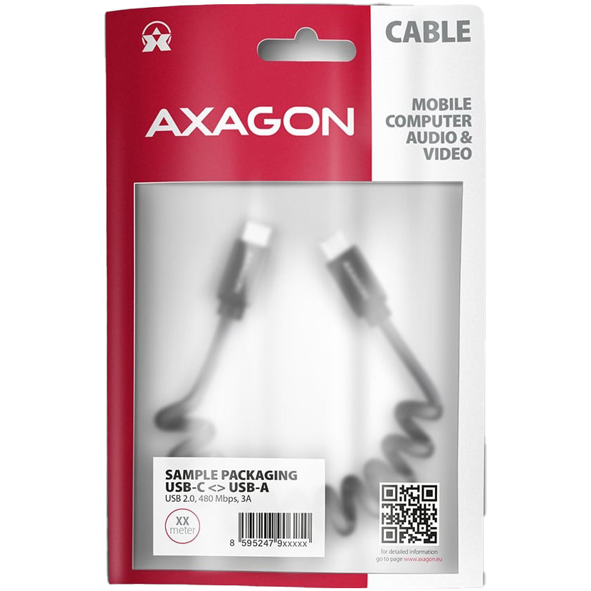 Кабель AXAGON USB-C to USB-C 2.0 0.6м Black