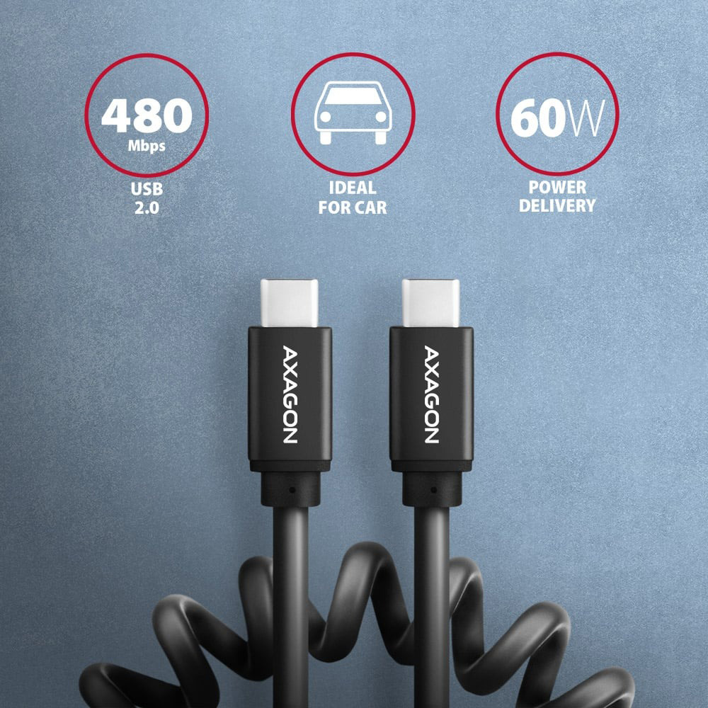 Кабель AXAGON USB-C to USB-C 2.0 0.6м Black