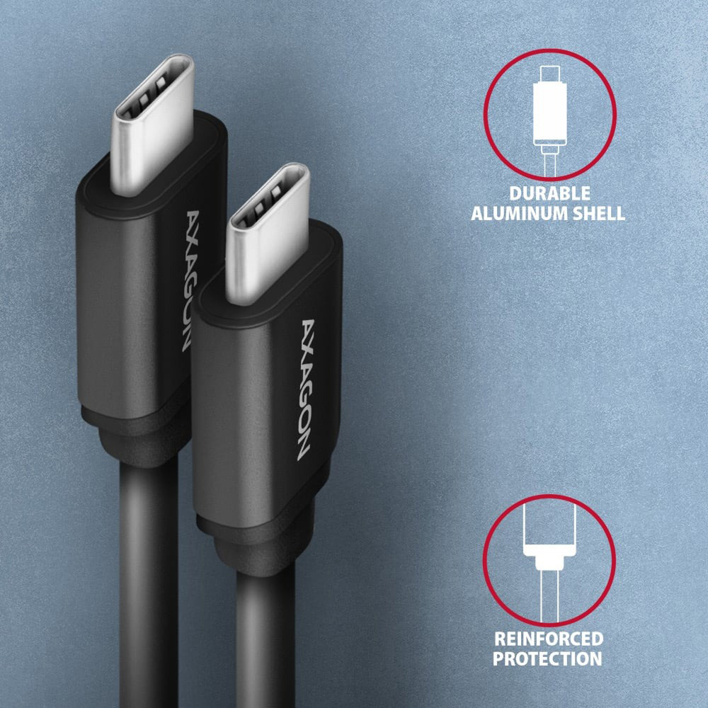 Кабель AXAGON USB-C to USB-C 2.0 0.6м Black