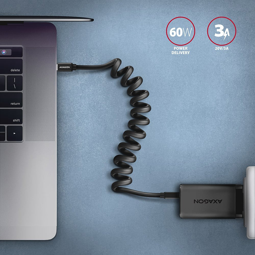 Кабель AXAGON USB-C to USB-C 2.0 0.6м Black