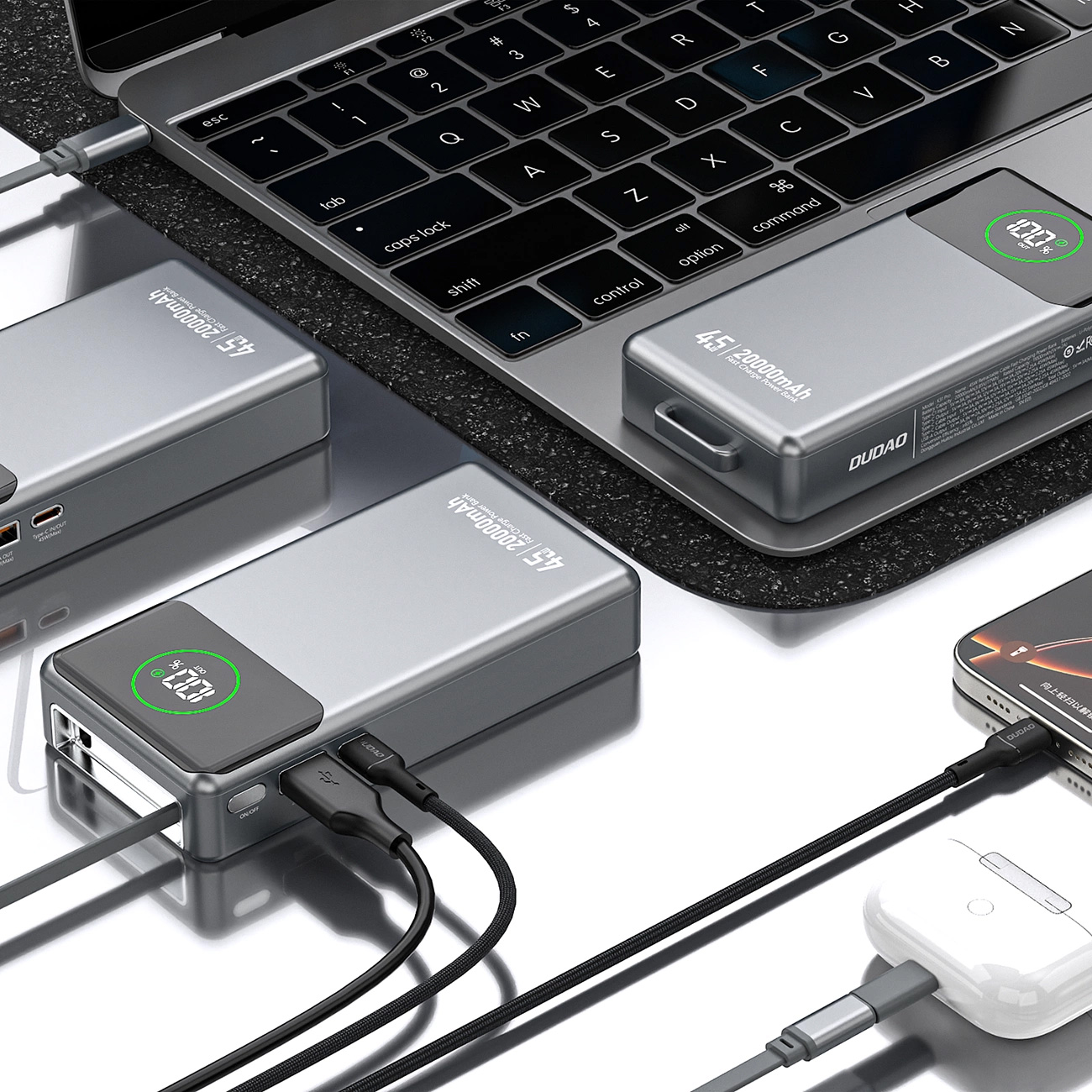 Повербанк DUDAO K31 Pro 2xUSB-C, 1xUSB-A 45W 20000mAh (6977196682010)