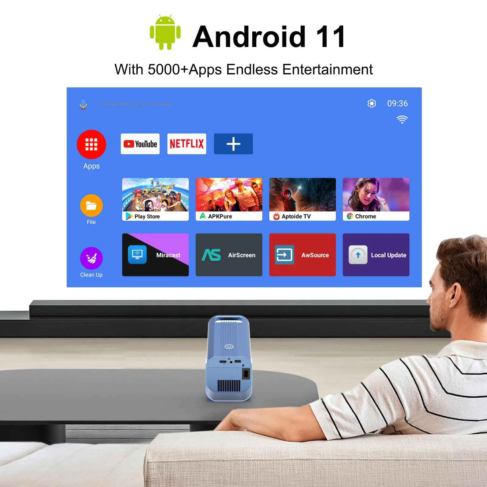 Проектор портативный H96 MAX B11 Blue