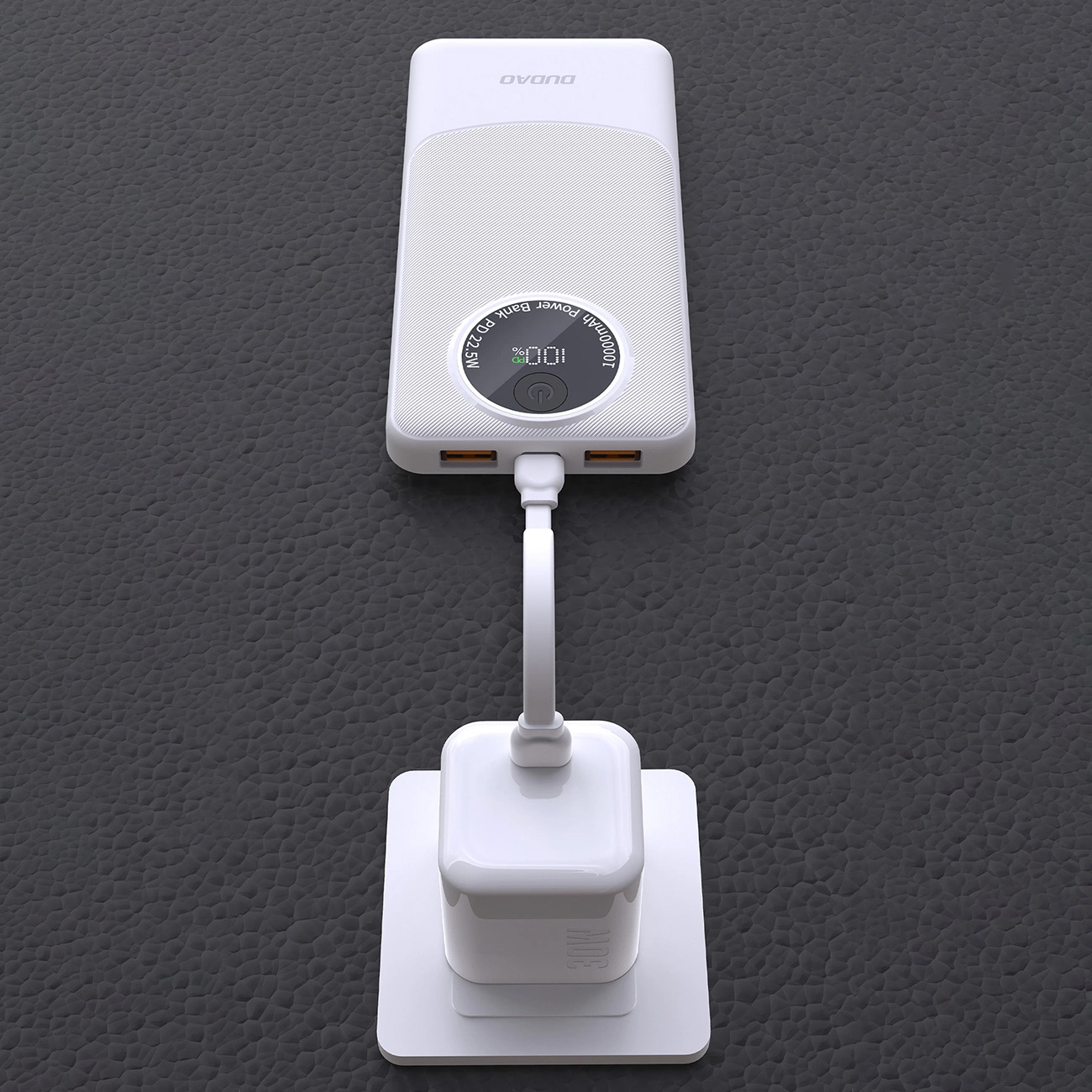 Повербанк DUDAO K12 1xUSB-C, 2xUSB-A 22.5W 10000mAh White (6976625333875)