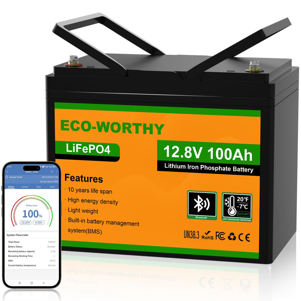 Акумуляторна батарея ECO-WORTHY LiFePO4 12V 100Ah w/Bluetooth (12.8В, 100Агод)