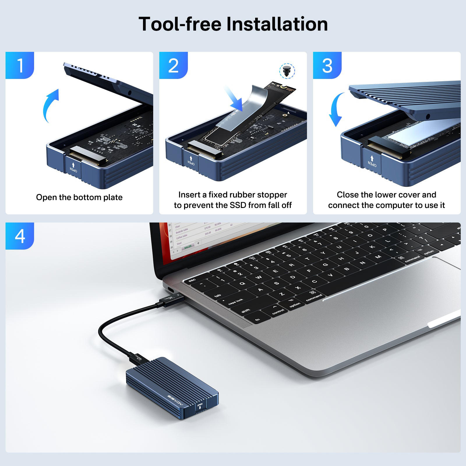 Карман внешний ACASIS 40Gbps with Thunderbolt 4/3 NVMe PCIe M.2 to USB4