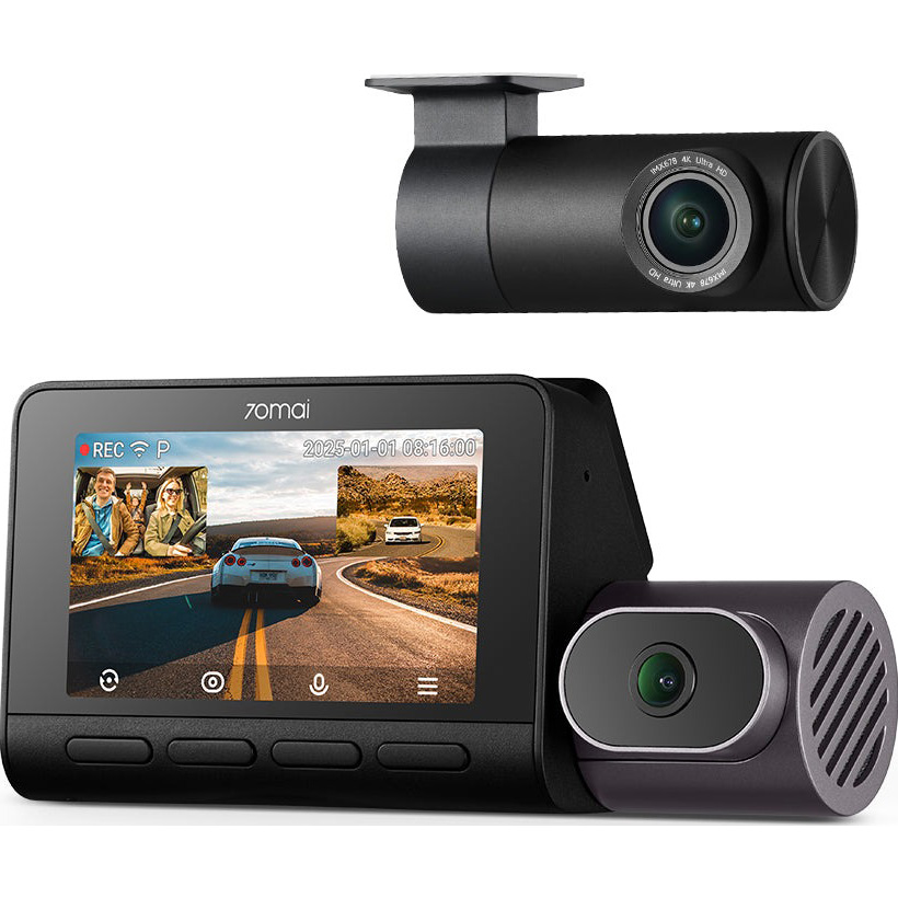 Автомобільний відеореєстратор з камерою заднього виду Xiaomi 70MAI Dash Cam 4K T800-2 Premium Set Black + Micro SD Card 256GB