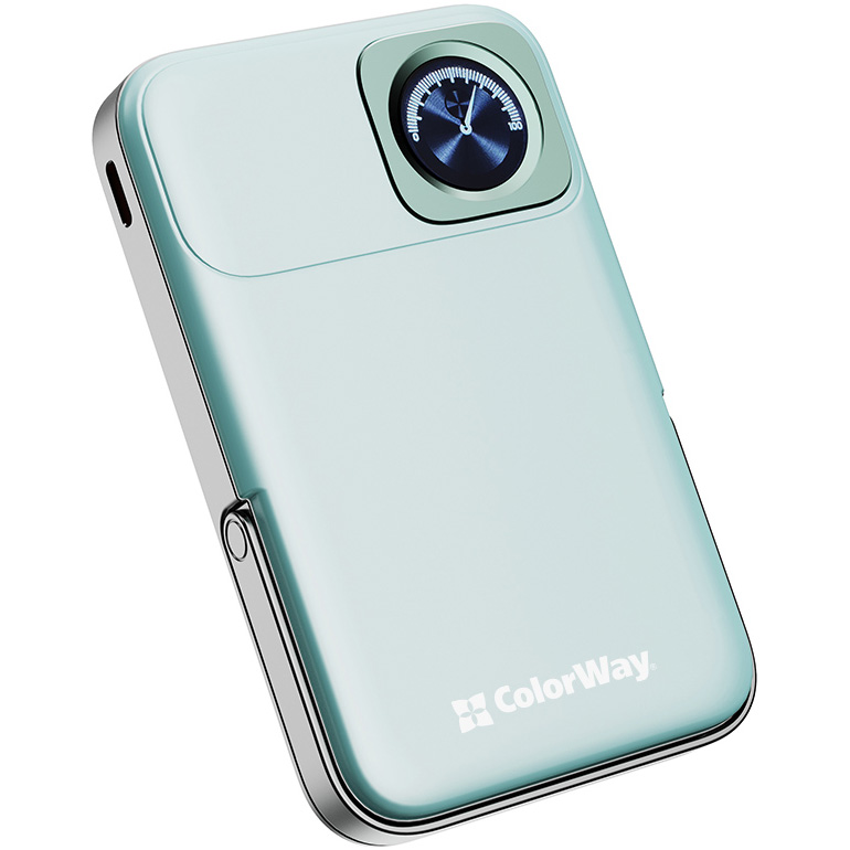 Повербанк з бездротовою зарядкою COLORWAY Power Bank MagSafe and Watch Wireless 22.5W 20000mAh Aquamarine (CW-PB100LPA2MT-WPDD)
