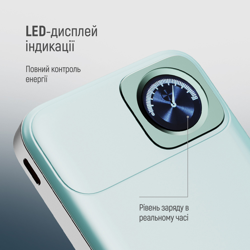 Повербанк з бездротовою зарядкою COLORWAY Power Bank MagSafe and Watch Wireless 22.5W 20000mAh Aquamarine (CW-PB100LPA2MT-WPDD)