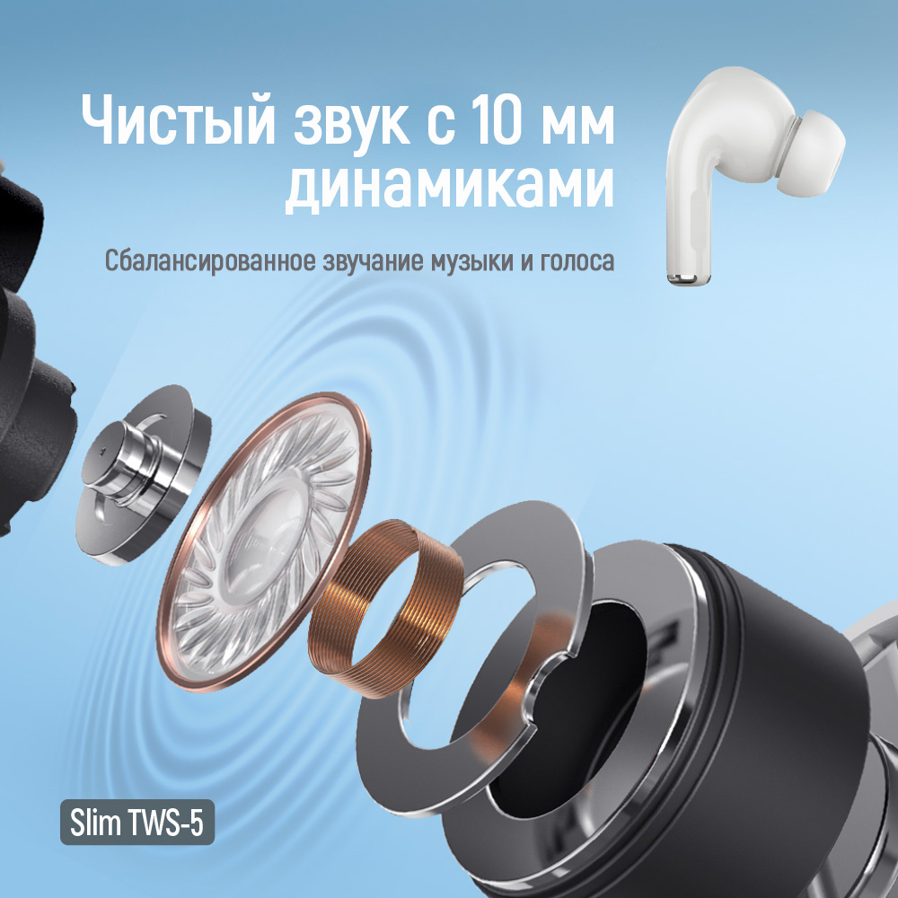 Навушники COLORWAY Slim TWS-5 White