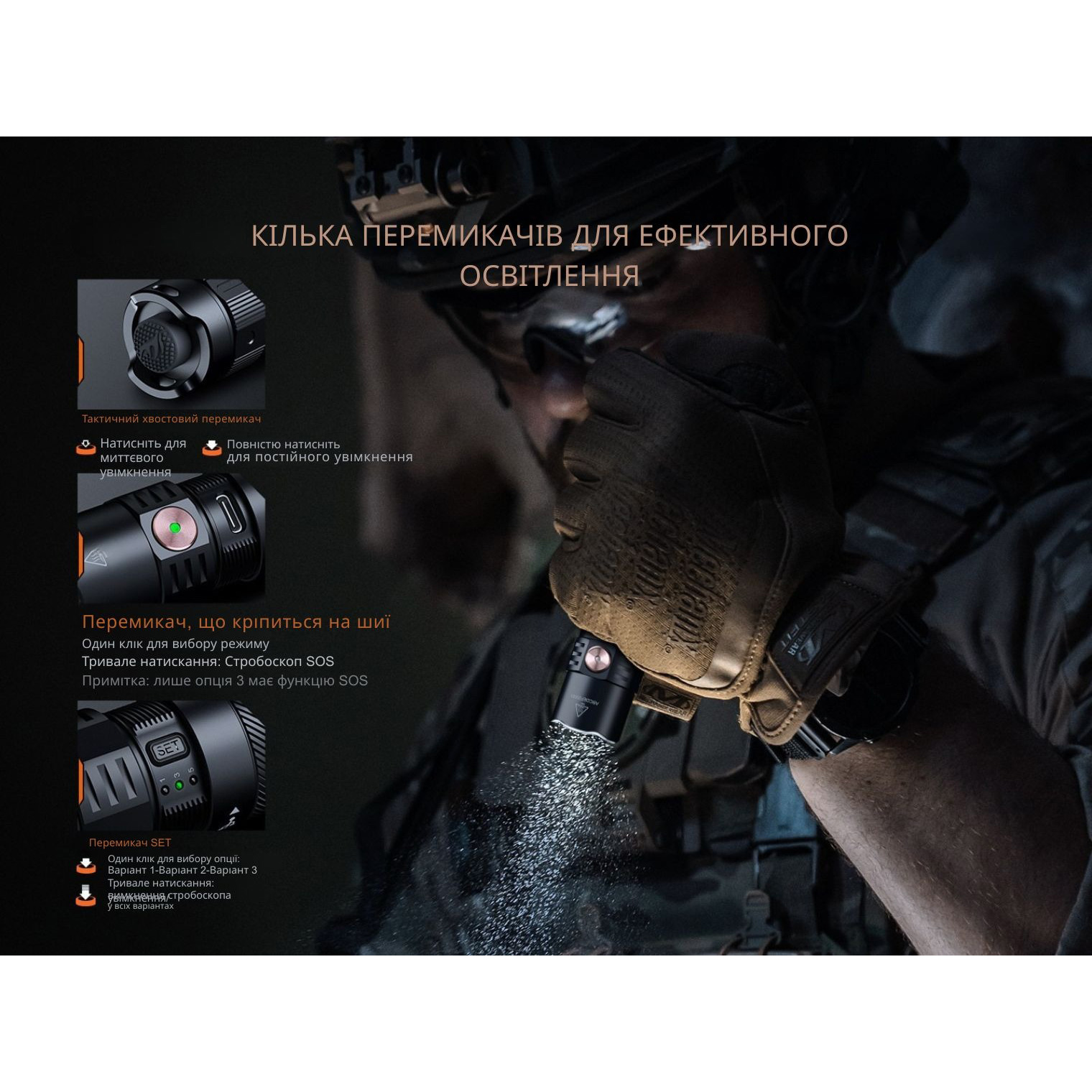 Ліхтар тактичний FENIX PD35R Ace + CL01 Black