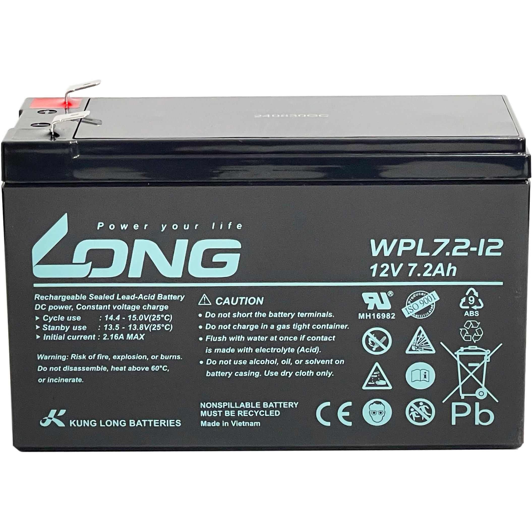 Акумуляторна батарея KUNG LONG WPL7.2-12 (12В, 7.2Агод)