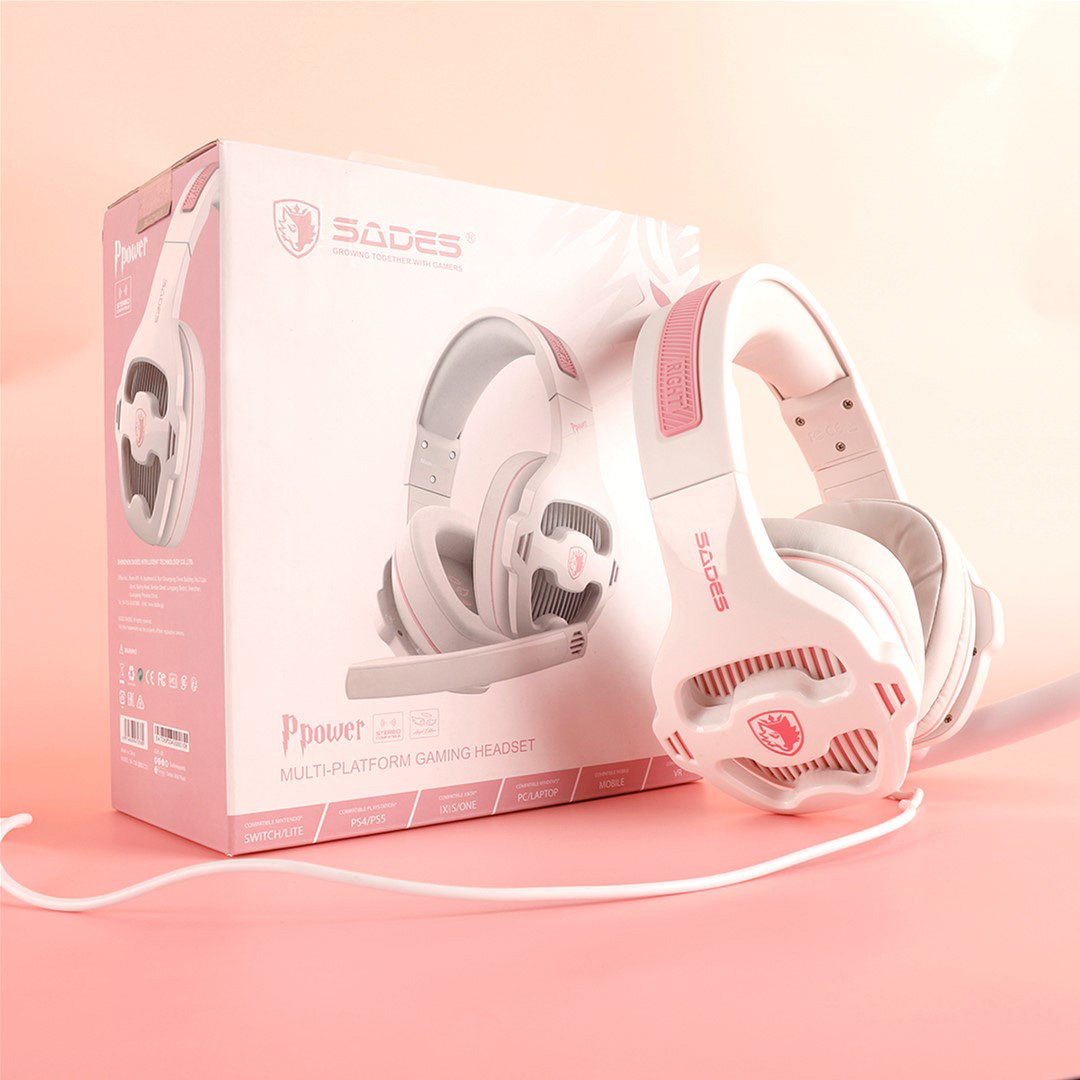 Навушники SADES SA-726 Ppower White/Pink