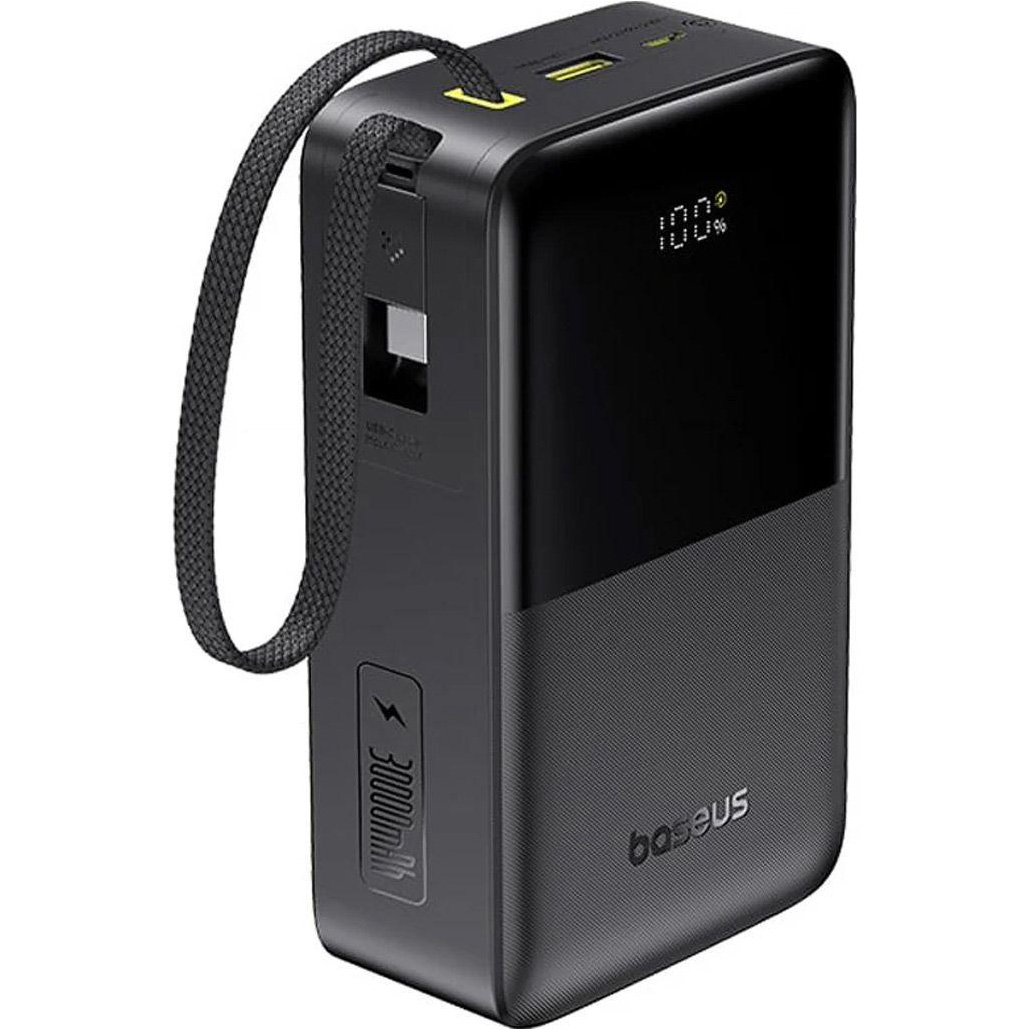 Повербанк BASEUS EnerFill FC51 Bipow 2 Pro Digital Display Power Bank with Built-in Cable 22.5W 30000mAh Cosmic Black (E0028100)