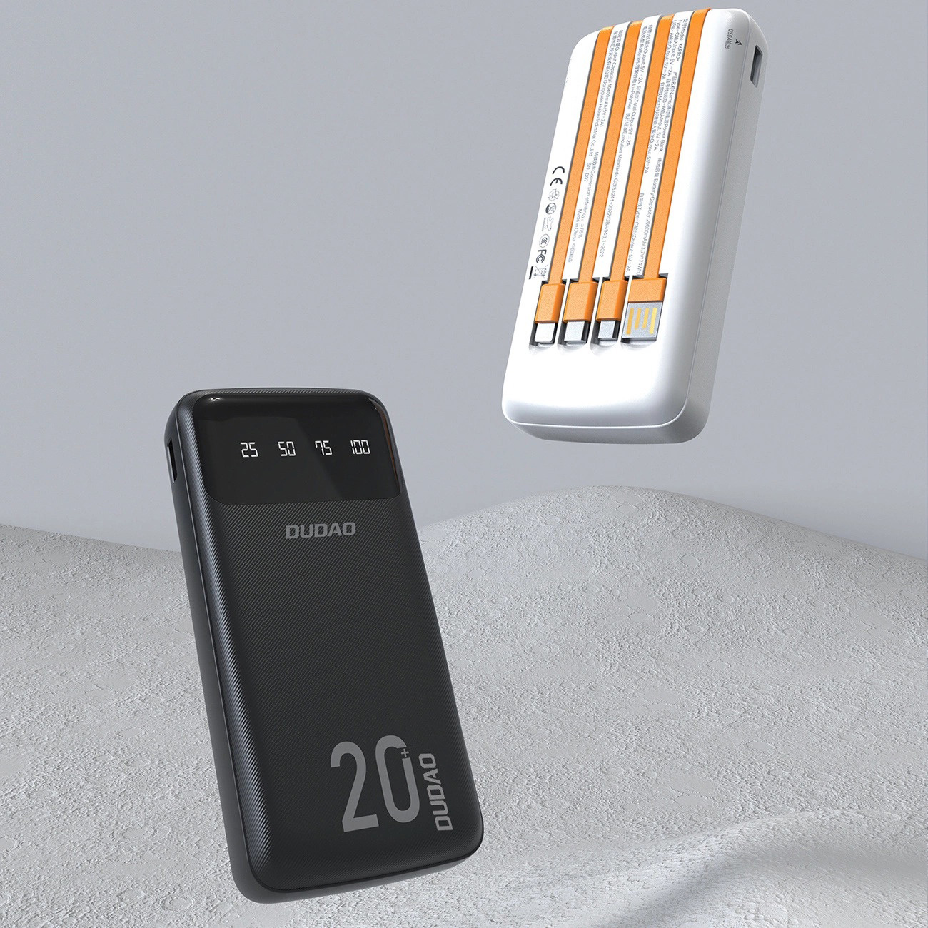 Повербанк DUDAO K6Pro+ USB-A, USB-C, built-in USB-C/Lightning/Micro-USB/USB-A cables 10W 20000mAh Black (6977196682393)