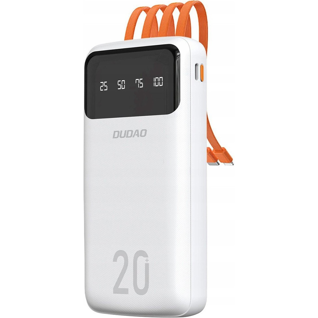 Повербанк DUDAO K6Pro+ USB-A, USB-C, built-in USB-C/Lightning/Micro-USB/USB-A cables 10W 20000mAh White (6977196682409)