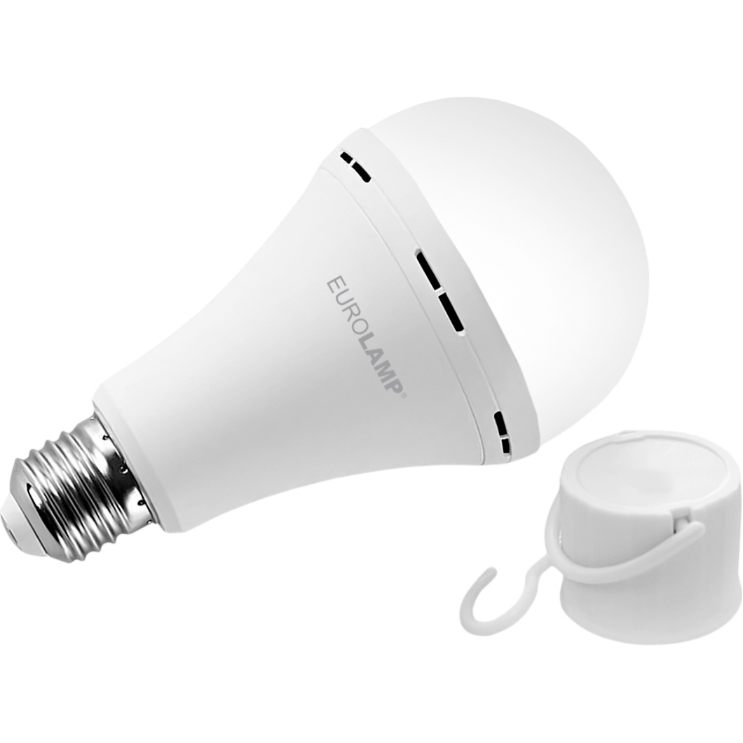 Лампа акумуляторна LED EUROLAMP A60 E27 7W 4000K 220V (LED-A60-07274(EM)AV)