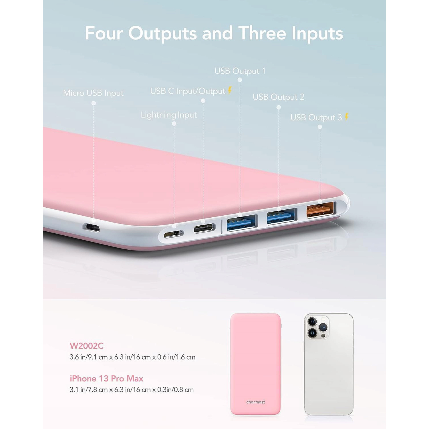 Повербанк CHARMAST W2002C 15W 26800mAh Pink