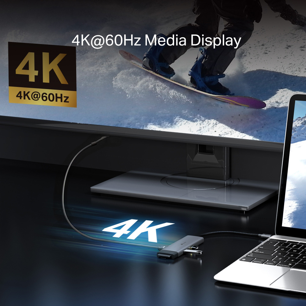 Порт-реплікатор TP-LINK UH7021C 7-in-1 USB-C to HDMI, 3xUSB-A, SD/TF, PD
