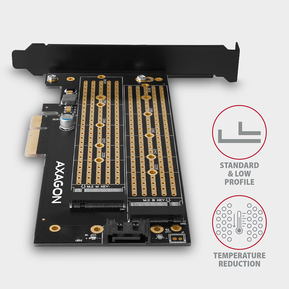 Адаптер AXAGON PCEM2-D PCIe NVMe+SATA M.2
