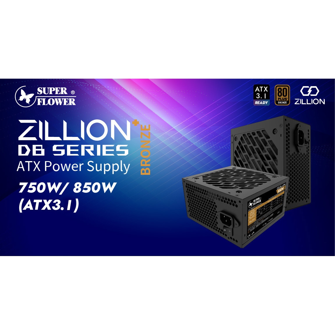 Блок живлення 750W SUPER FLOWER Zillion DB 750 (SF-750Z12DB(DA) ATX3.1)