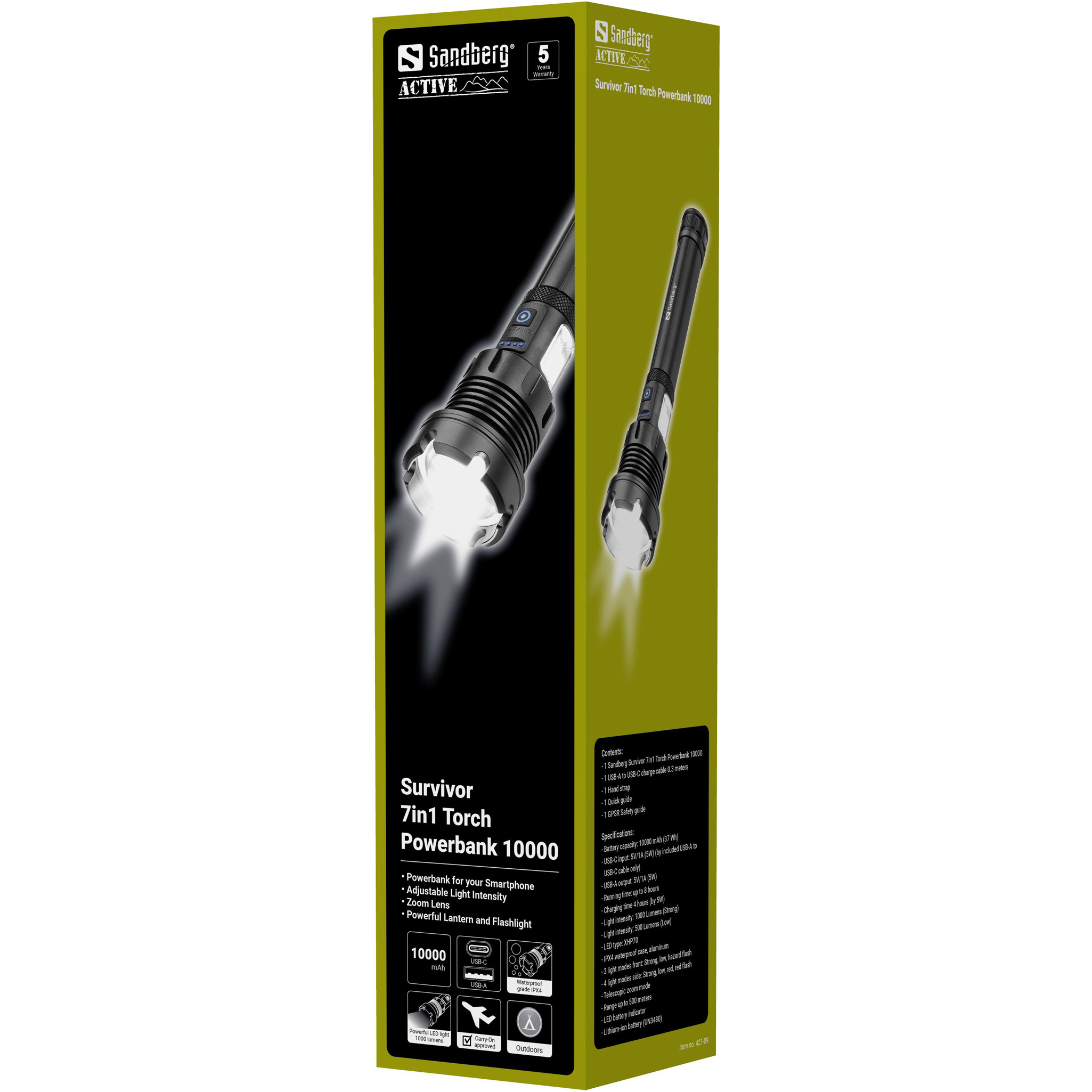 Ліхтар SANDBERG Survivor 7-in-1 Torch Powerbank 10000 (421-09)
