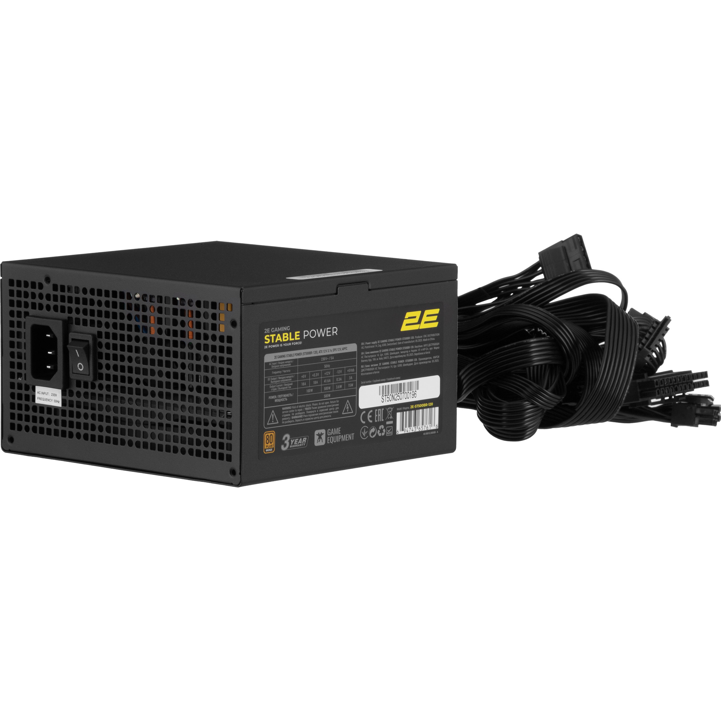 Блок живлення 500W 2E GAMING Stable Power ST500BR (2E-ST500BR-120)