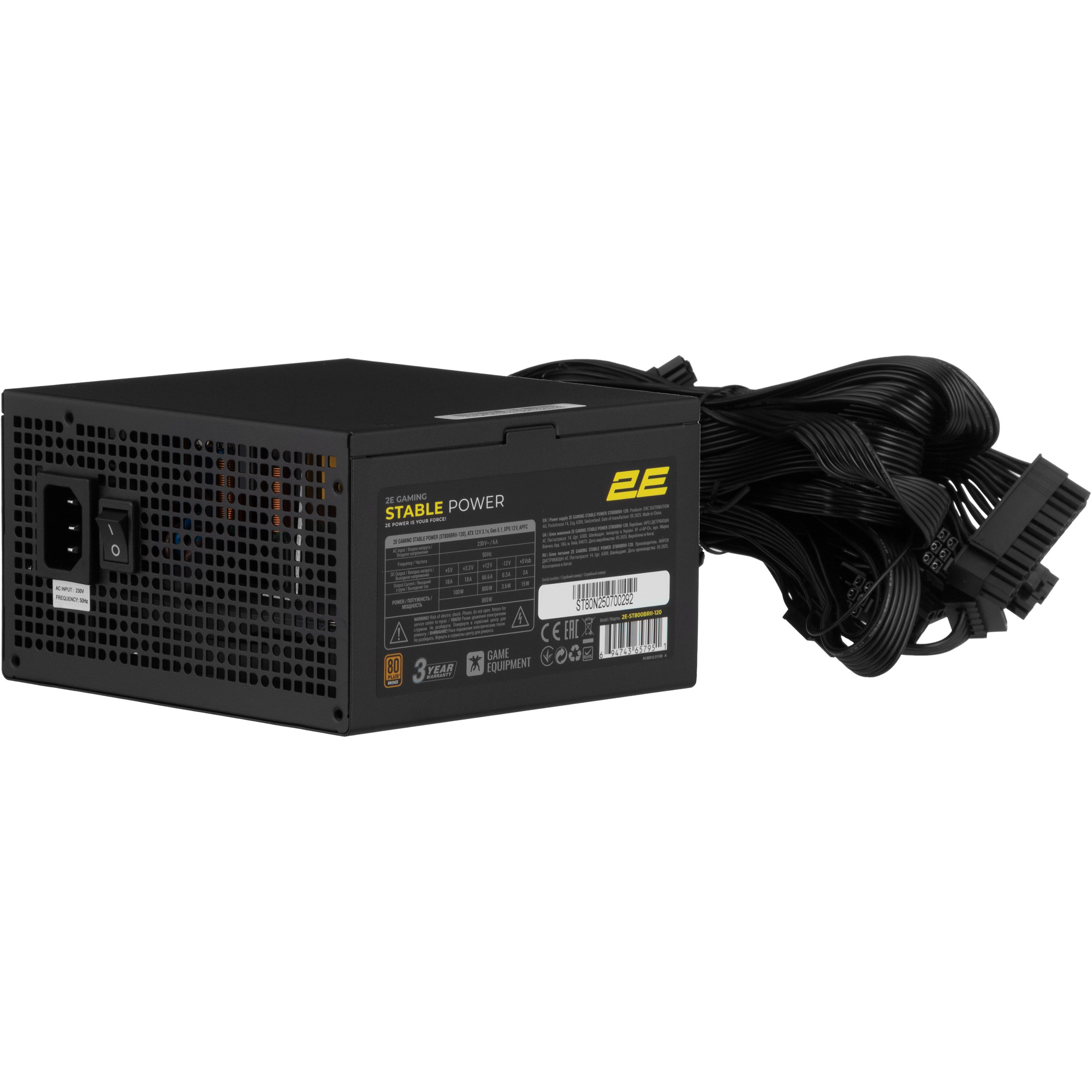 Блок живлення 800W 2E GAMING Stable Power Pro ST800BRII (2E-ST800BRII-120)