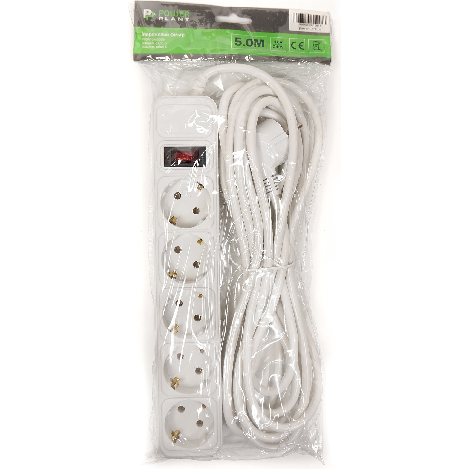 Мережевий фільтр POWERPLANT JY-1056 White, 5 розеток, 5м (EX610723)