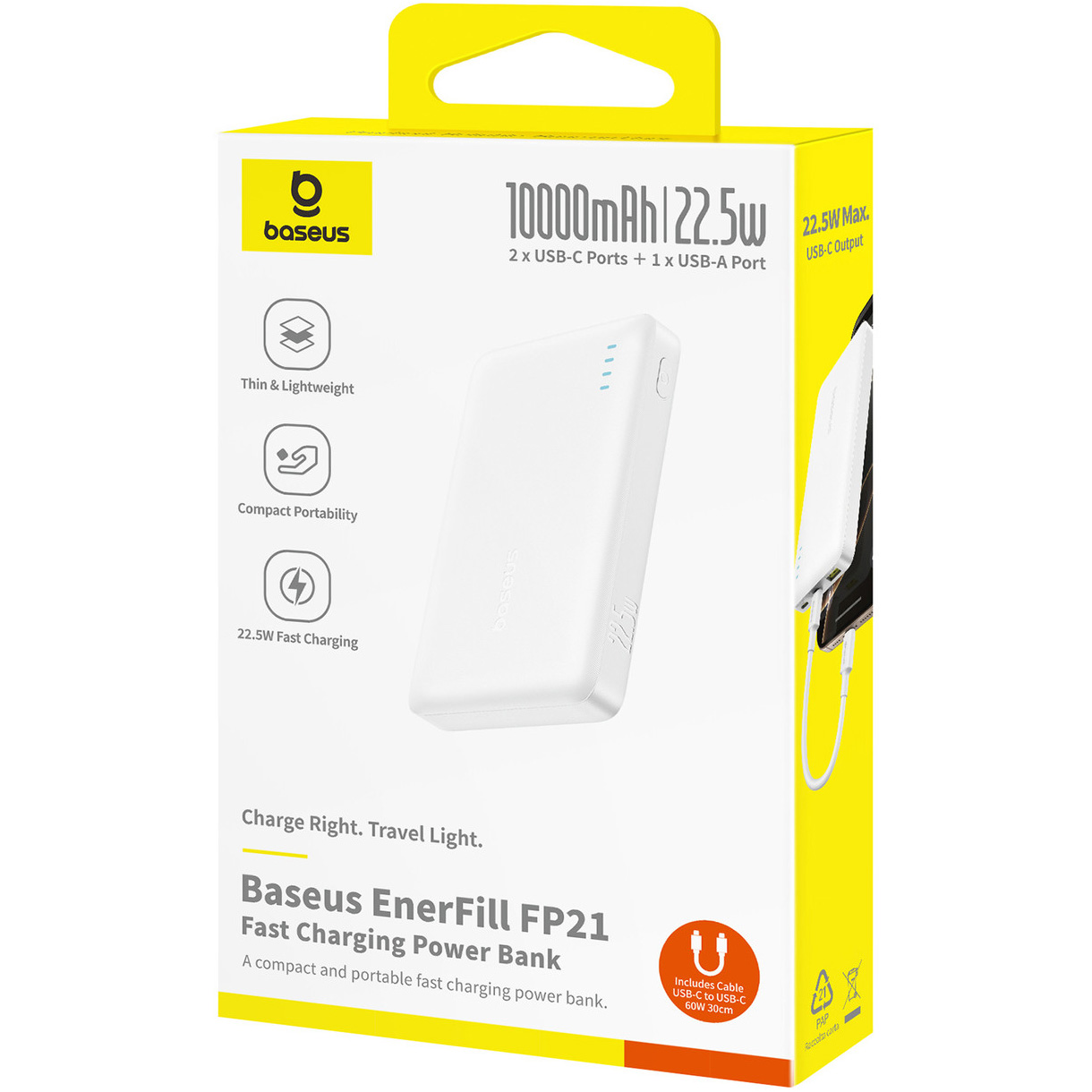 Повербанк BASEUS EnerFill FP21 22.5W 10000mAh Moon White (P1008210D213-00)