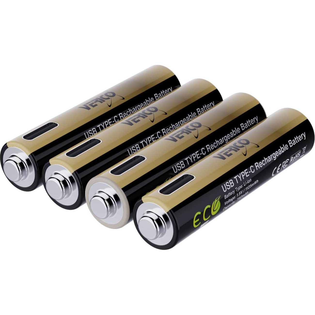 Акумулятор VERICO AAA 750mAh TipTop, USB-C заряджання 4шт/уп