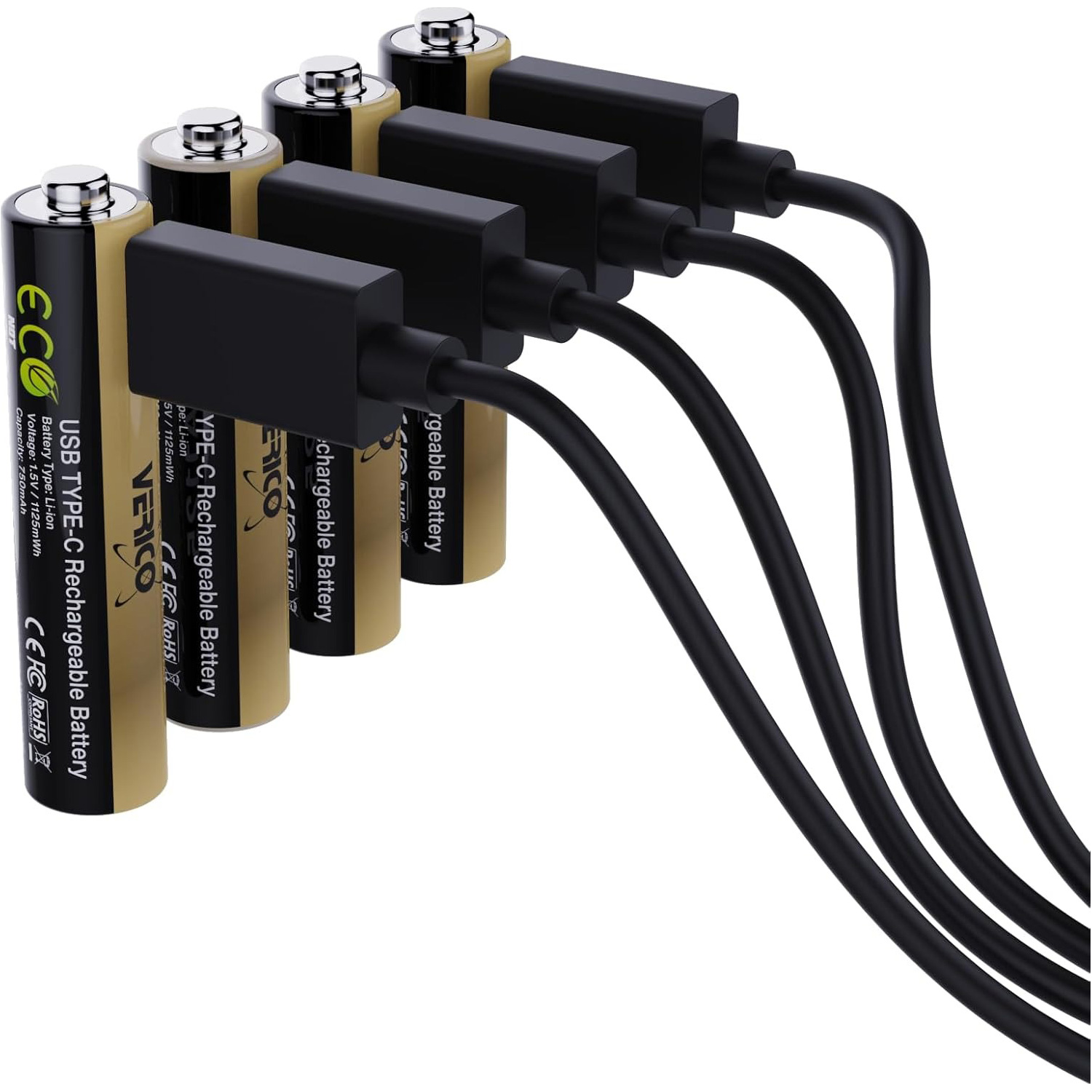 Акумулятор VERICO AAA 750mAh TipTop, USB-C заряджання 4шт/уп