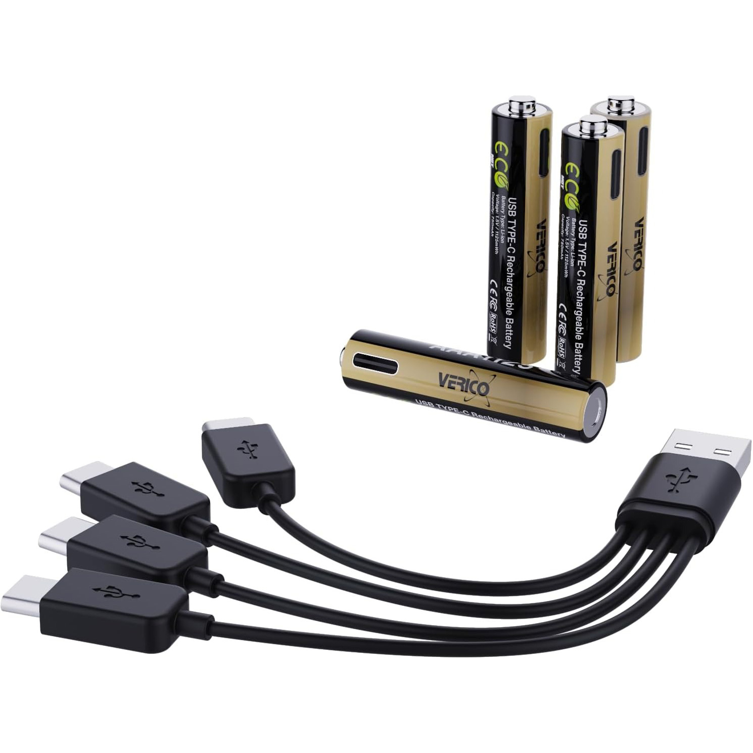 Акумулятор VERICO AAA 750mAh TipTop, USB-C заряджання 4шт/уп