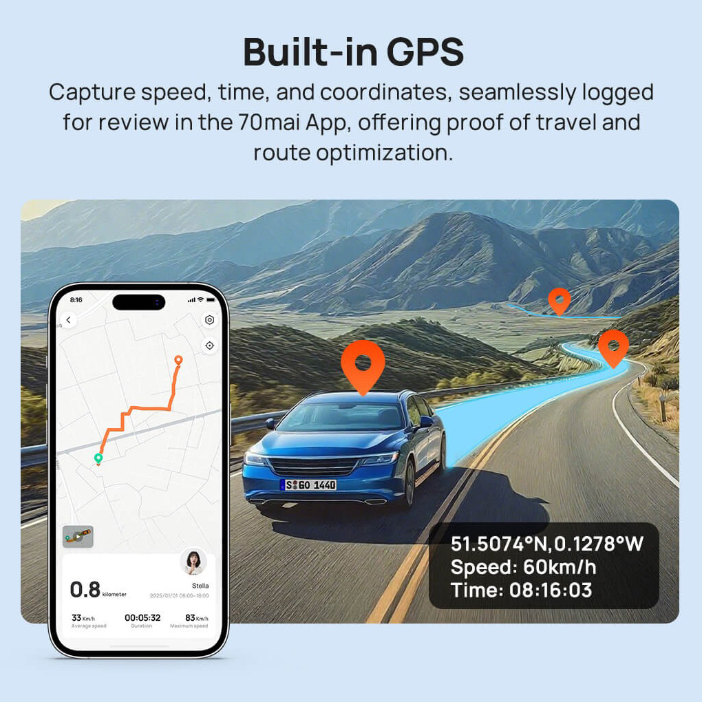 Автомобільний відеореєстратор Xiaomi 70MAI Dash Cam 4K Ultra HD A800SE