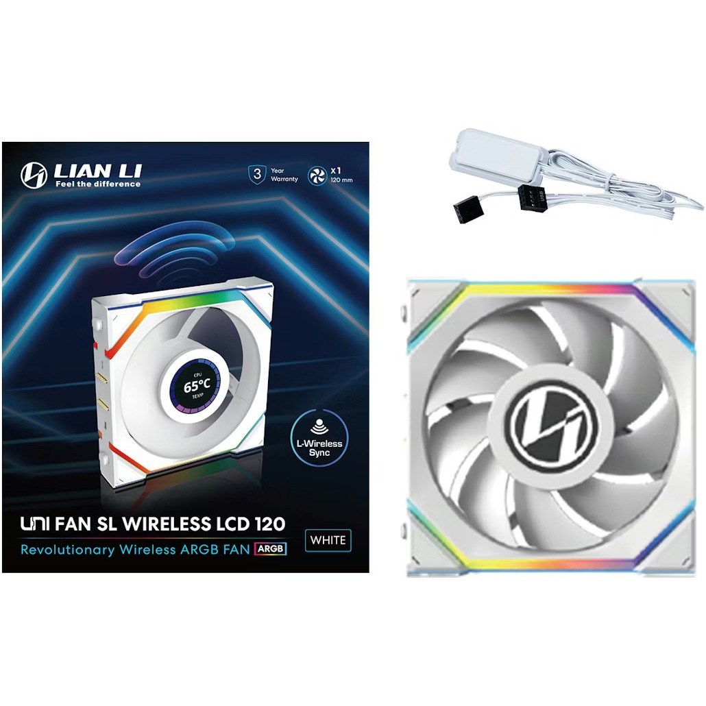 Вентилятор LIAN LI Uni Fan SL Wireless LCD 120 White (G99.12SLLCD1W1W.00)