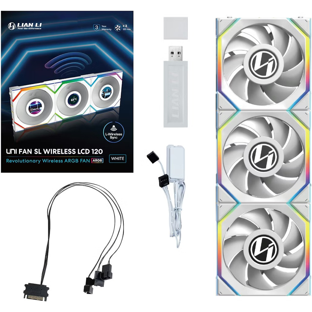Комплект вентиляторів LIAN LI Uni Fan SL Wireless LCD 120 w/controller White 3-Pack (G99.12SLLCD1W3W.00)