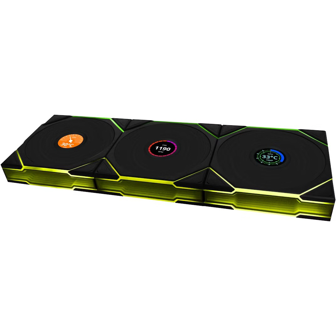 Комплект вентиляторів LIAN LI Uni Fan TL Wireless LCD 120 w/controller Black 3-Pack (G99.12TLLCD1W3B.00)