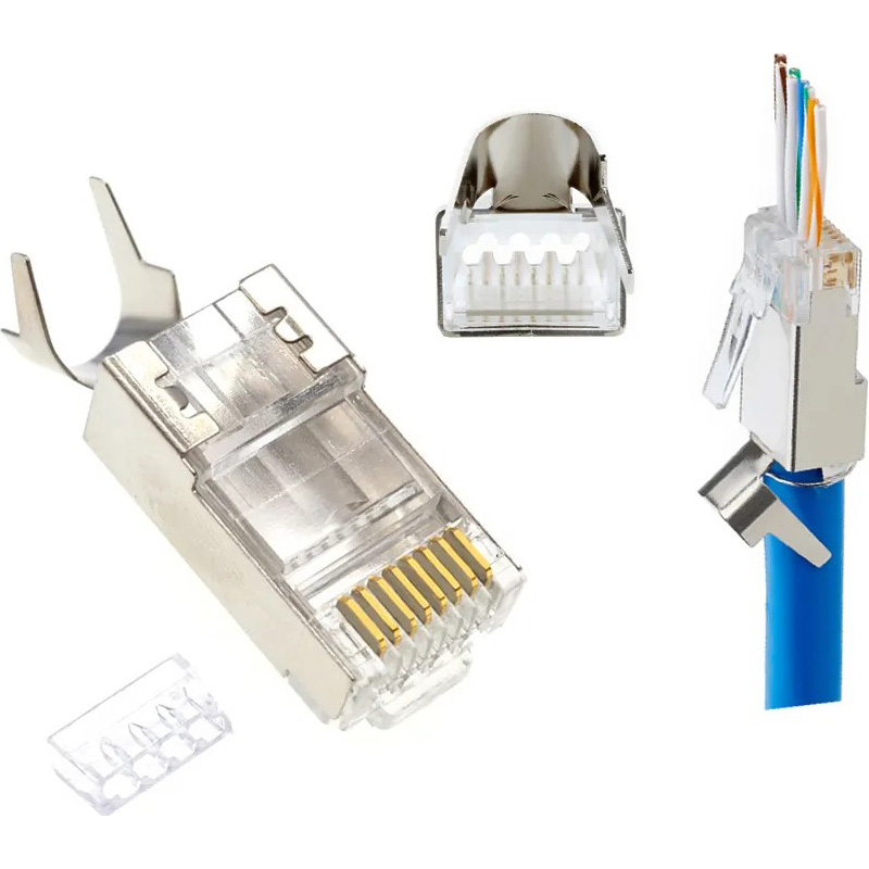 Коннектор сквозной CABLEXPERT RJ-45 FTP Cat.7 100шт/уп Silver (LC-PTF7-01/100)