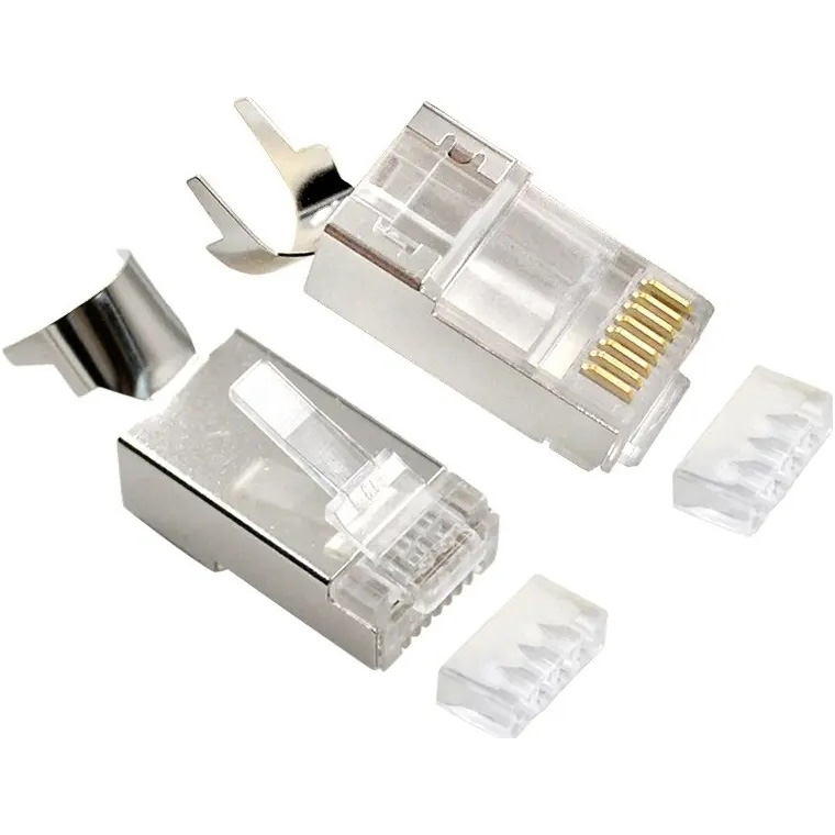 Коннектор сквозной CABLEXPERT RJ-45 FTP Cat.7 10шт/уп Silver (LC-PTF7-01/10)
