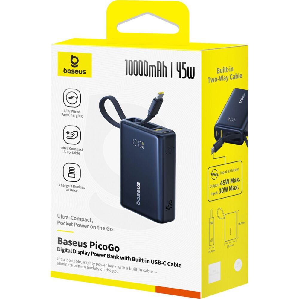 Повербанк BASEUS PicoGo Digital Display Power Bank 45W 10000mAh Cosmic Black (P10076803123-00)