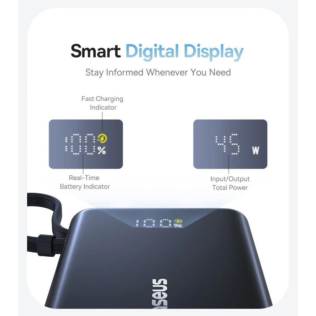 Повербанк BASEUS PicoGo Digital Display Power Bank 45W 10000mAh Cosmic Black (P10076803123-00)