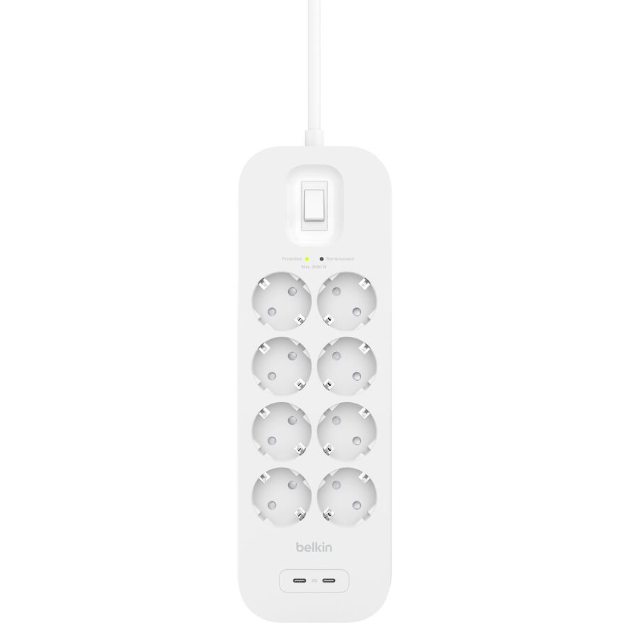 Мережевий фільтр BELKIN Connect White, 8 розеток, 2xUSB-C, 2м (SRB004VF2M-V2)