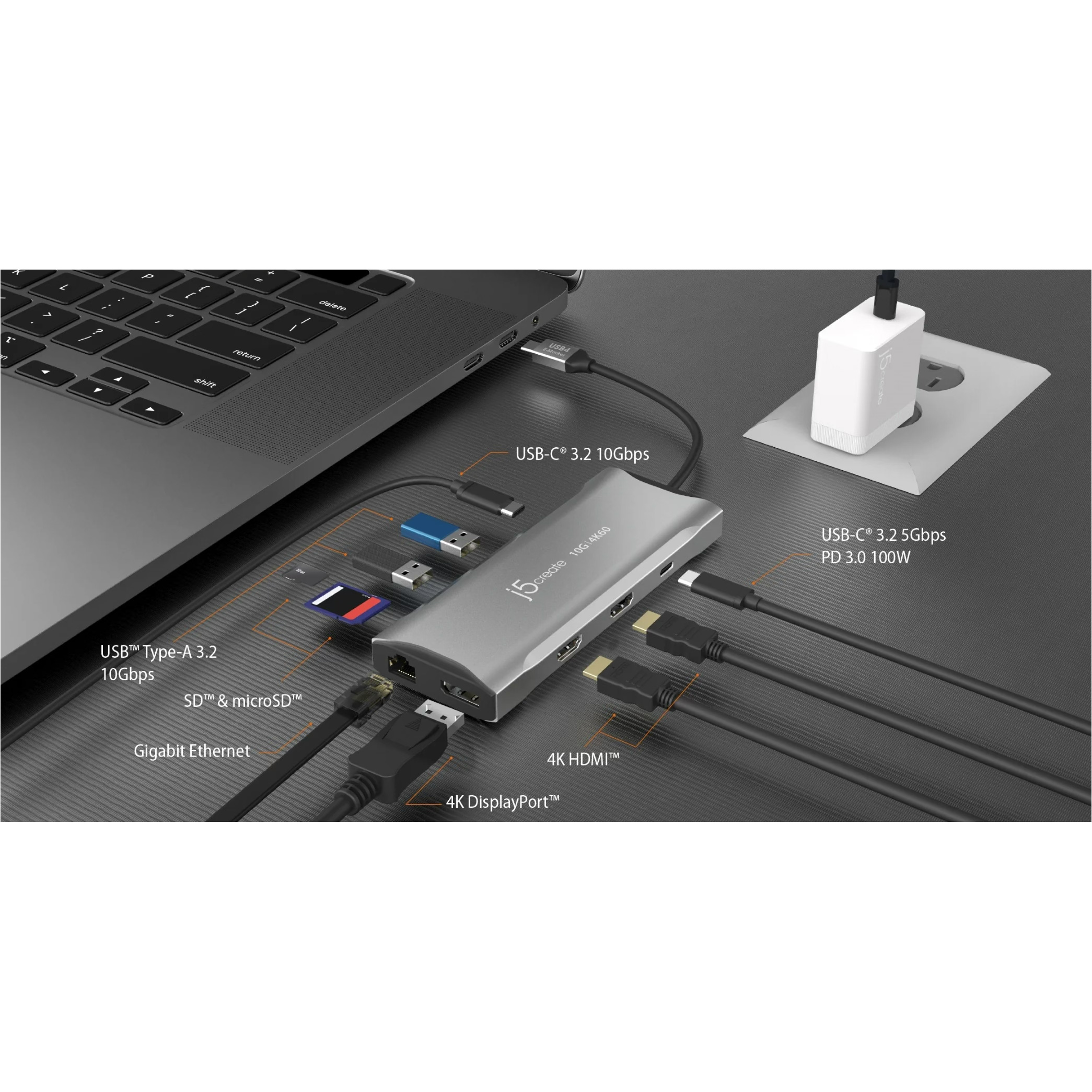 Порт-репликатор J5CREATE 11-in-1 USB-C 4K60 Elite Multi-Monitor Mini Dock (JCD397-N)